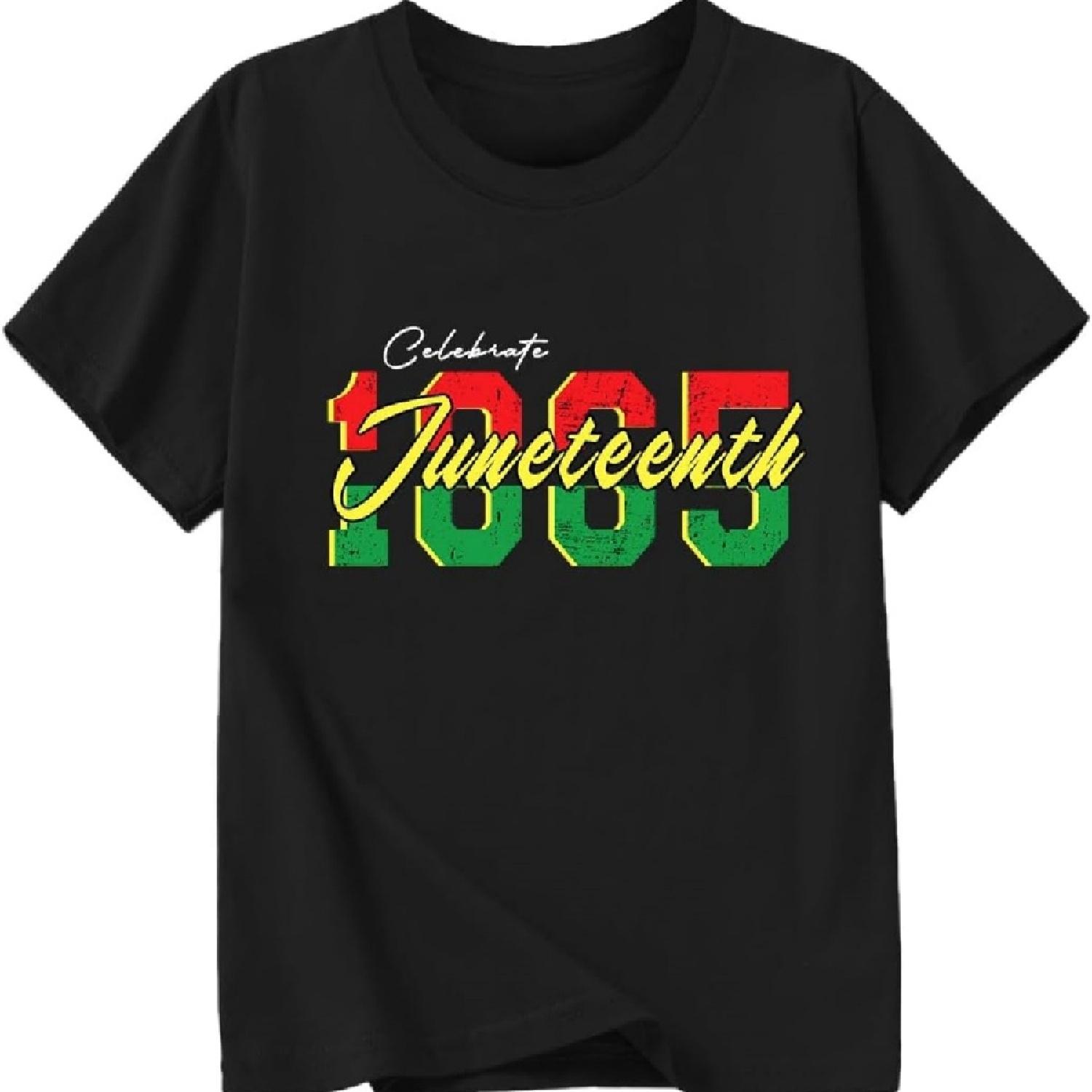 

Boys Girls Juneteenth Shirt Freedom 1865 Tshirt Cotton Short Sleeve Tees 2-12 Years S