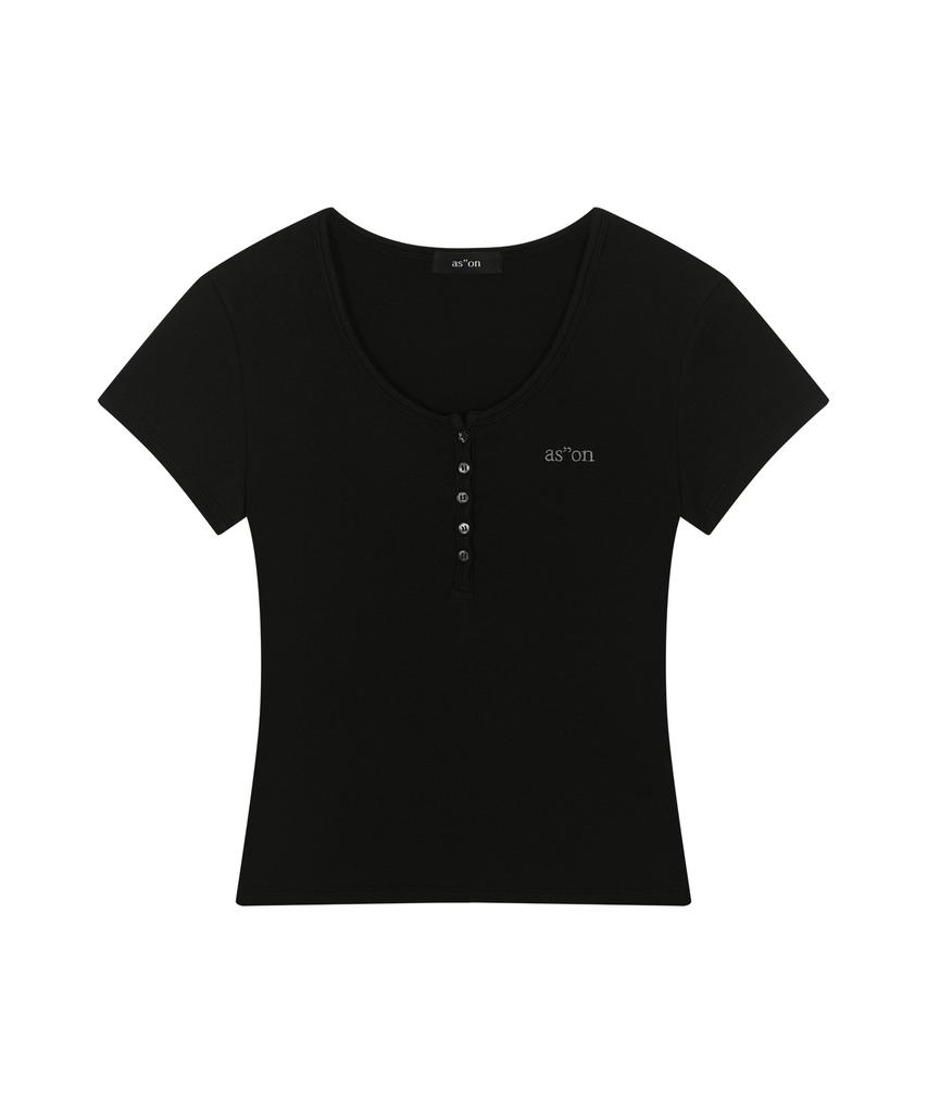 Aejeuon Ever Button Tee / Black