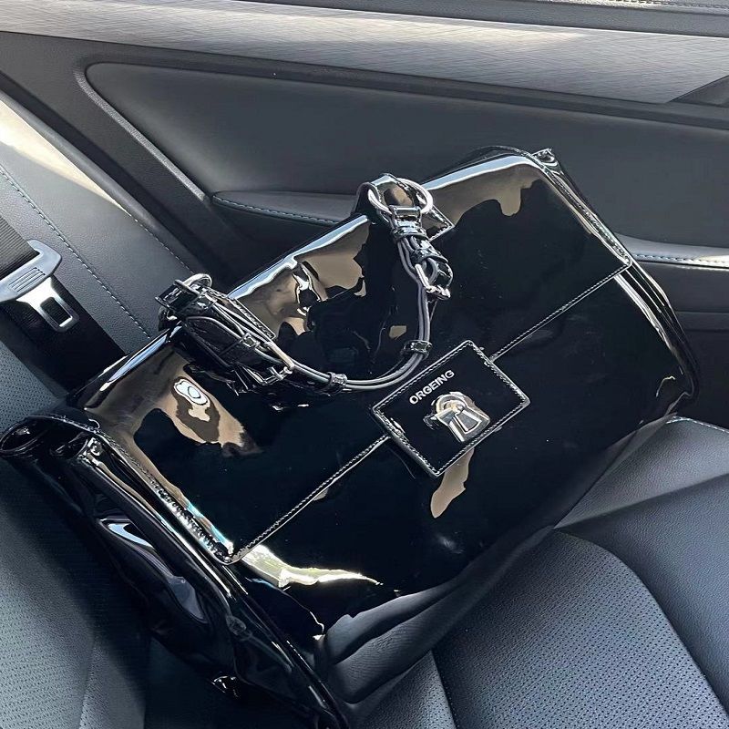 Women's glossy leather shoulder bag luxury bags for ladies simple messenger bags casual tote fashionable