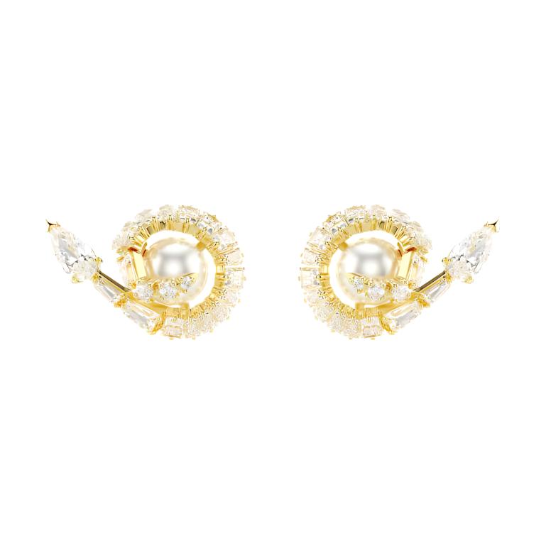 Swarovski Snake Pearl-Shaped Cubic Zirconia Stud Earrings Women earrings Gold 5698888 Box (Random Color)