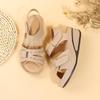 Women's Fashion Trend Wear Comfortable Matching Color Sole Pure Black Shoe Velcro Wedges Heels Designer Sandals