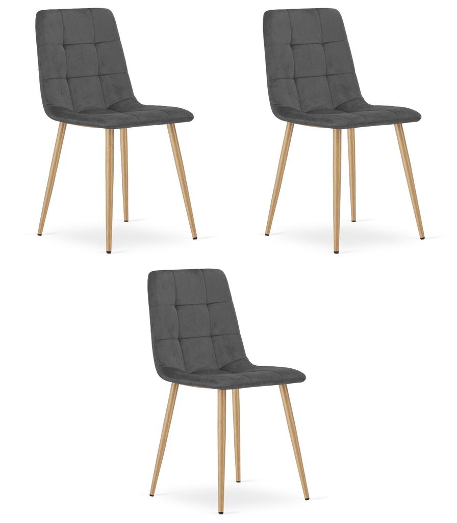 KARA Chair - Dark Gray Velvet / Wood Color Legs X 3