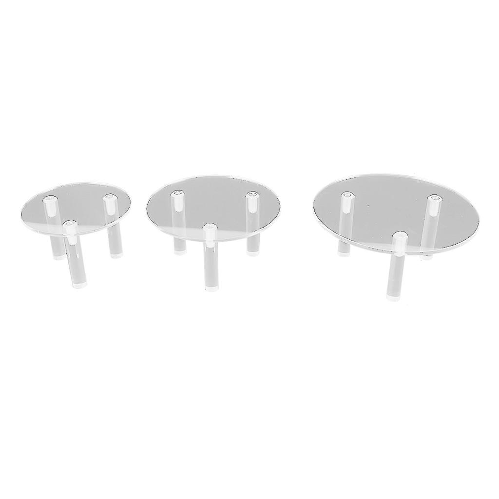 3 PCS Round Acrylic Display Stand Set Easy To Install Round Acrylic Jewelry Display for Rings Earrings Mini Figurines