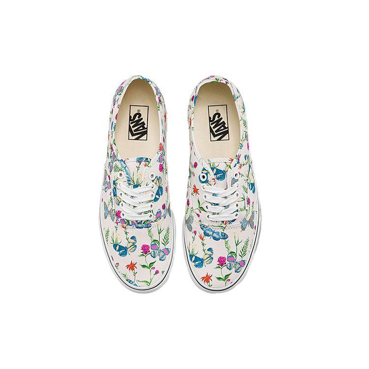 Vans Authentic Series Butterfly Floral Print Casual Low-Top Skate Shoes Unisex Sneakers White VN0A5HZSUC0
