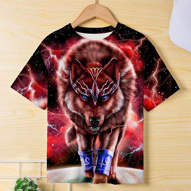 3D Pattern Animal Print Children's T-shirt Short Sleeved Summer Sports Fashion Street Casual Top