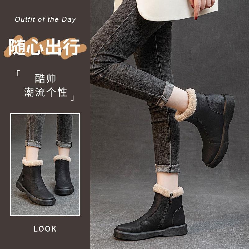 2025 winter new versatile snow boots non-slip warm cotton shoes casual short boots piled thickened women's shoes