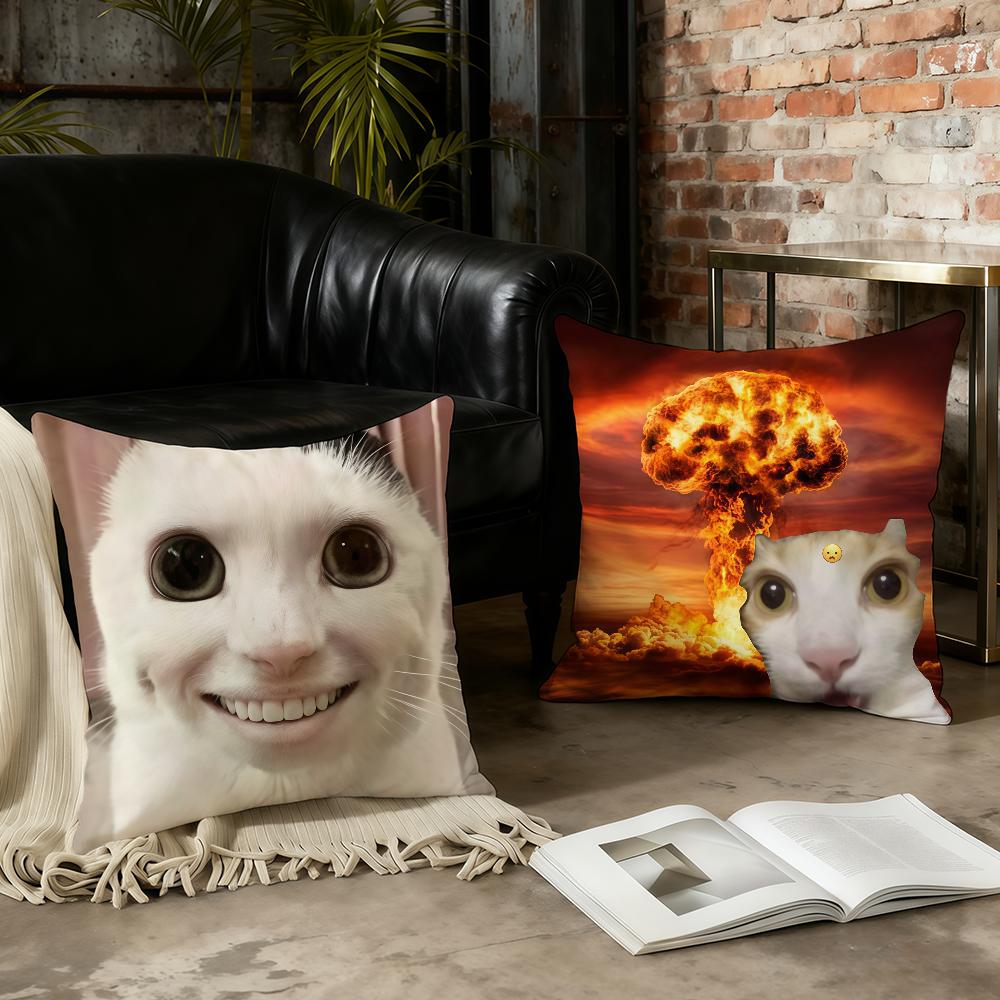 Cat Funny Meme cushion cover Birthday Anniversary Gifts Double Sided Printed Zipper Cushion Cover Soft Skin Bedding