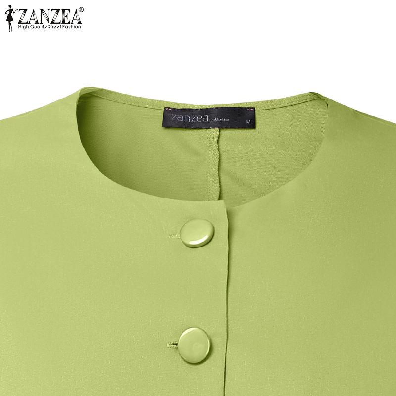 ZANZEA Women Casual Round Neck Summer Short Sleeve Blouse