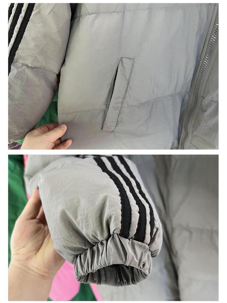 Women's 2023 Korean Style Long Down Jacket, Over-the-Knee, Three-Stripe, Thickened, Loose Fit, White Duck Down, Couple's Coat.