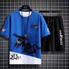 Men's Fashionable Summer Ice Silk Short Sleeve Sports Suit