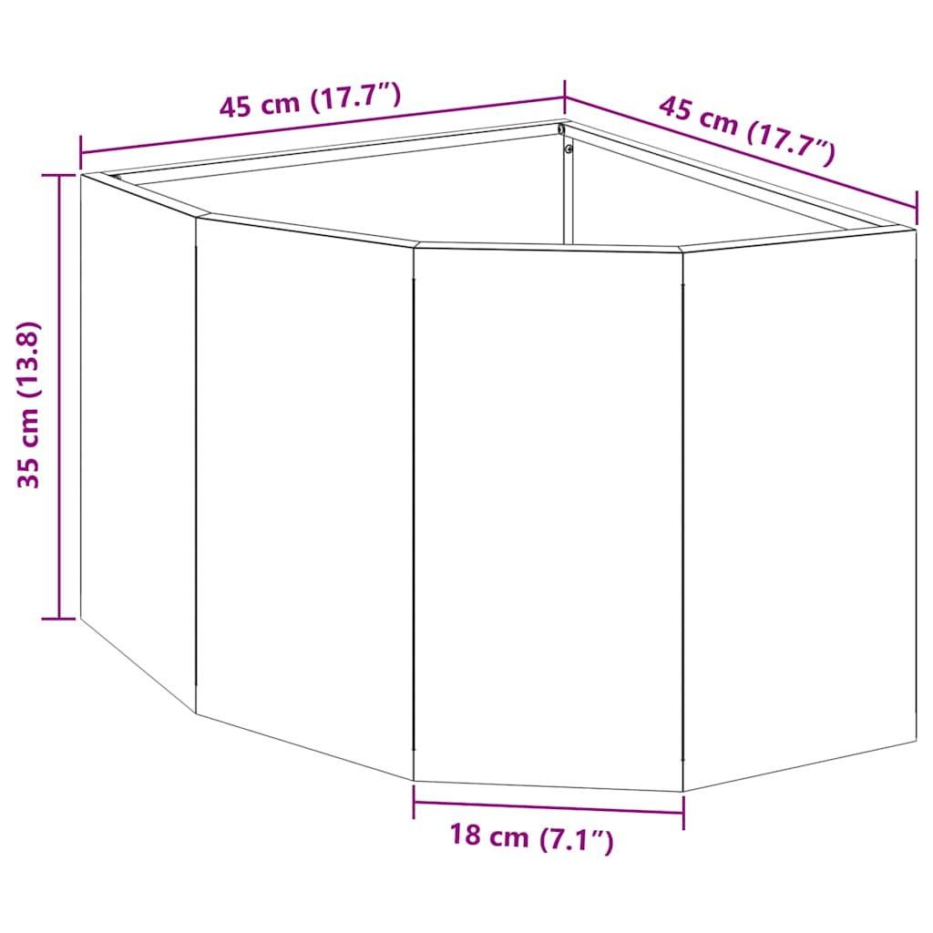 Corner Planter Olive Green 45 x 45 x 35 cm Steel
