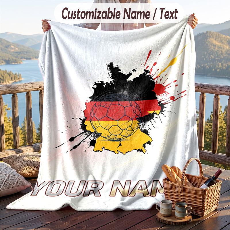 Flannel Blanket Germany national football team Print Custom Name Text Soft Throw for Sofa Bed
