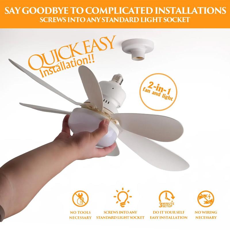 LED ceiling fan light E27 with remote control for dimming, suitable for living room, study, household use, 85-265V