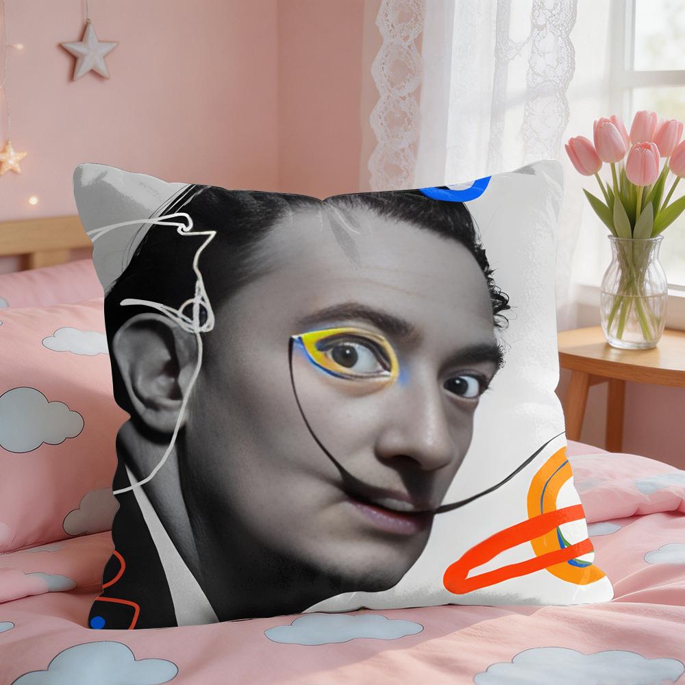 SSalvador Dali Abstract Cushion Cover Square Short Plush Pillow Case Living Room Sofa Home Decor Funda X