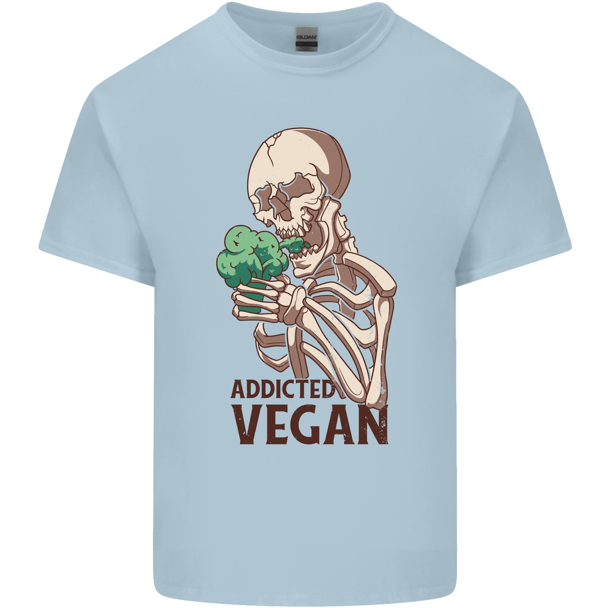 Addicted Vegan Skeleton Eating Vegetables Unisexs Light Cotton TShirt S