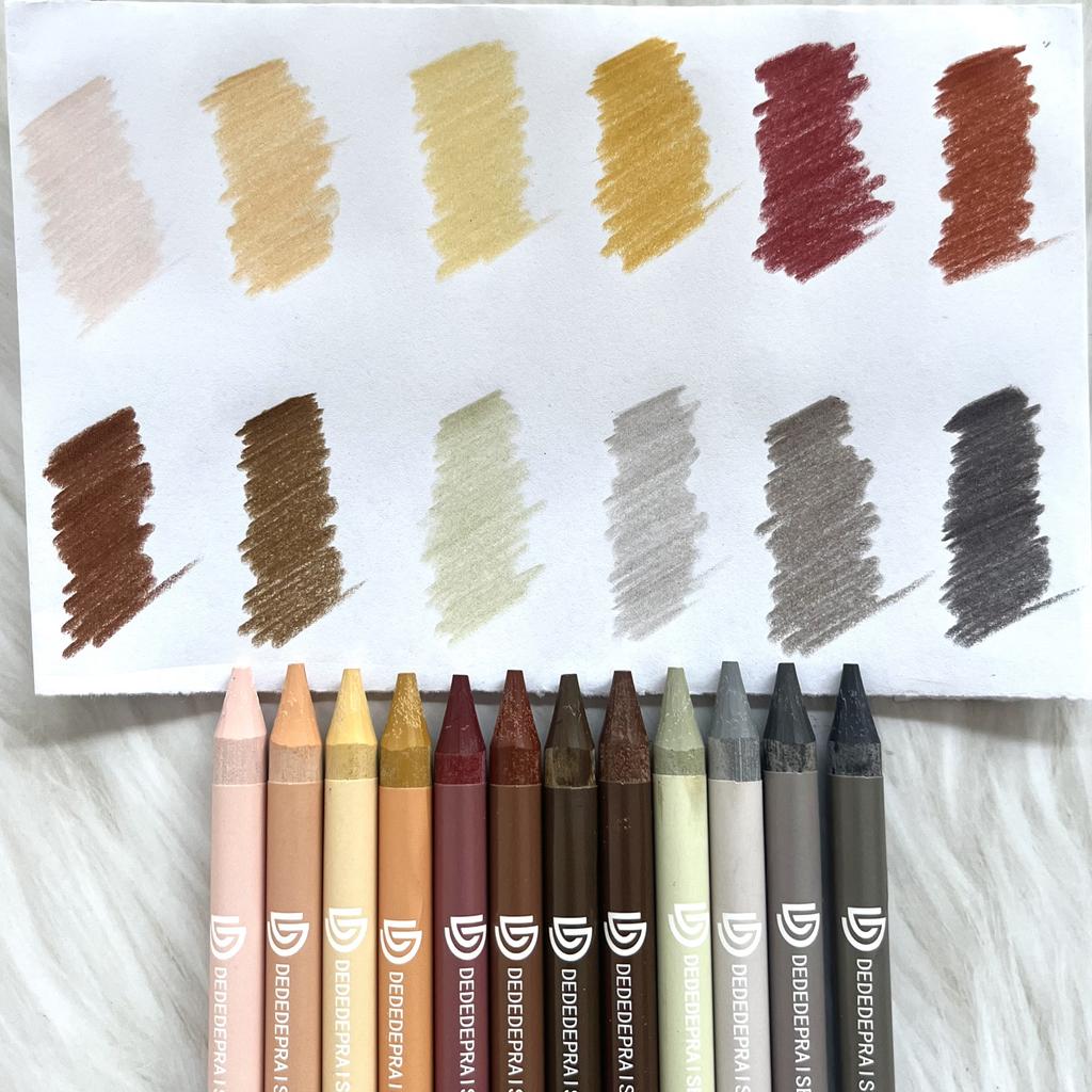 12Pcs Woodless Watercolor Pencil Set for Portrait Drawing Coloring Art Illustrations 12 Color Oil Based Colored Pencil