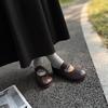 Johnature Sapatos Mary Jane Femininos de Couro Genuíno com Elástico Casual de Couro de Vaca Macio Flats Confortáveis com Solado Macio