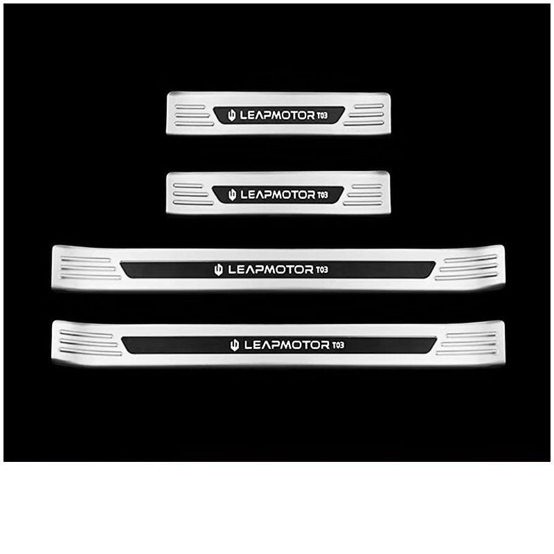 For Leapmotor T03 2024 2025 Car Threshold Protection Sticker Abs Carbon Fiber Welcome Pedal  Leapmotor T03 Accessories