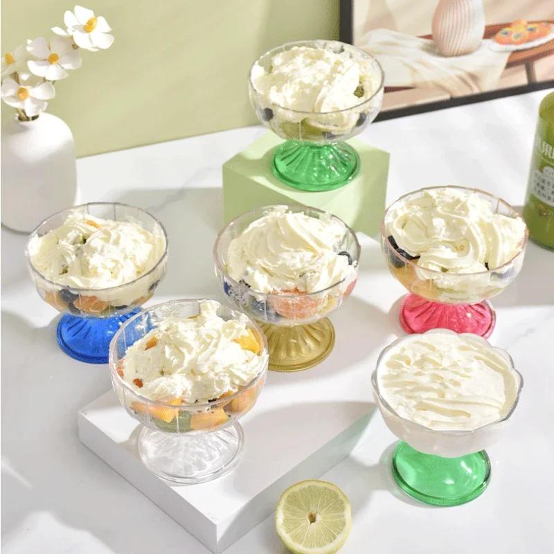 Transparente Salatteller 250ml Klare Kunststoff-Salatschale Für Dessert Shake Kelchglas Geprägter Eisbecher Zuhause