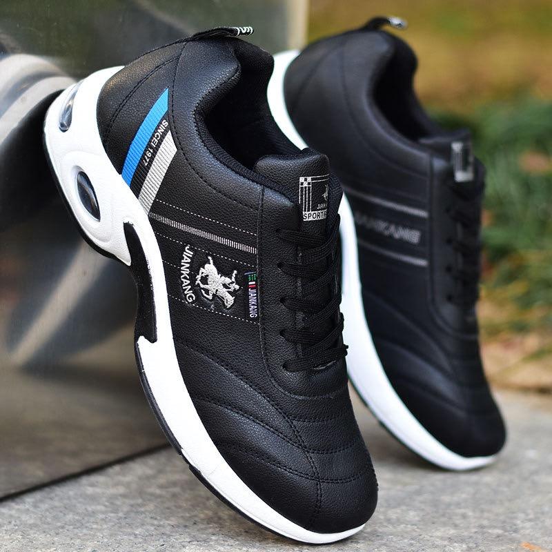 Men's Sneakers Lightweight Pu Leather Casual Shoes Lace Up Flats Air Cushion Sport Running Shoes for Men Tenis Zapatillas Hombre