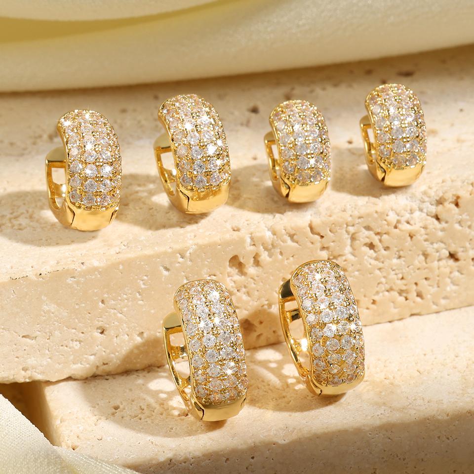 ZAKOL 6 Pcs Shiny Zircon Chunky Circle Hoop Earrings for Women Girls Fashion White Gold Color Helix Tragus Piercing Zircon