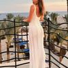 Abito Lungo Senza Maniche da Donna con Lavorazione all'Uncinetto Copricostume Estivo in Rete Abito da Spiaggia Vacanza Schiena Nuda per Donna