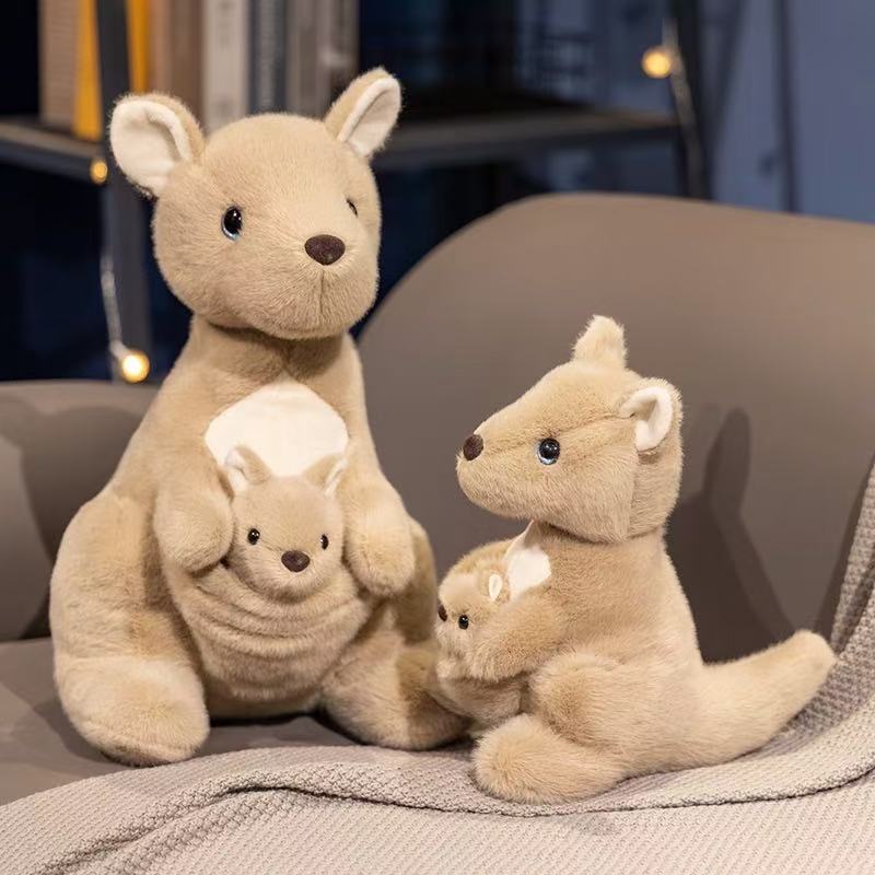 22/35cm Mother and Child Kangaroo Doll Simulation Doll Plush Toy Handmade Doll Cartoon Anime Cute Pillow Cushion Home Decoration