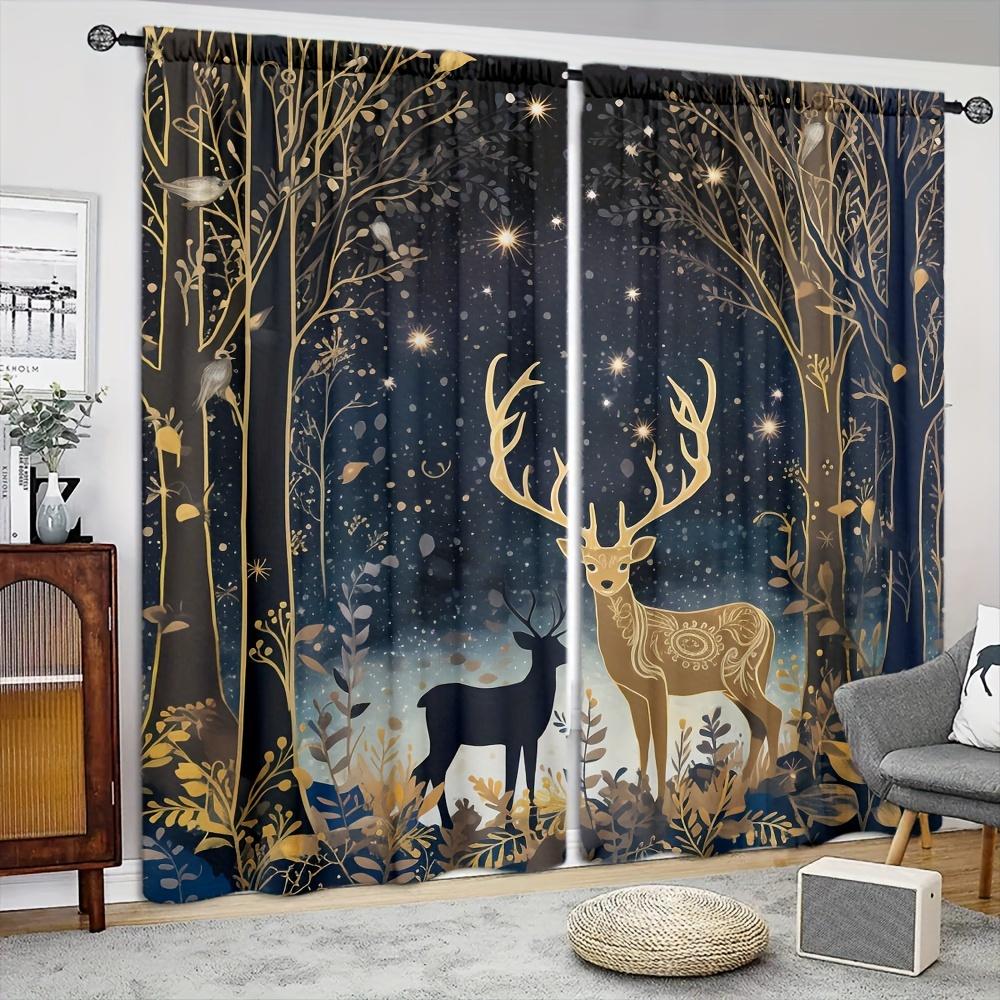 2PCS Dreamcatcher Wolf Print Curtains,Translucent Lndoor And Outdoor Curtains Privacy Protector Curtains For Bedroom LiVing Room