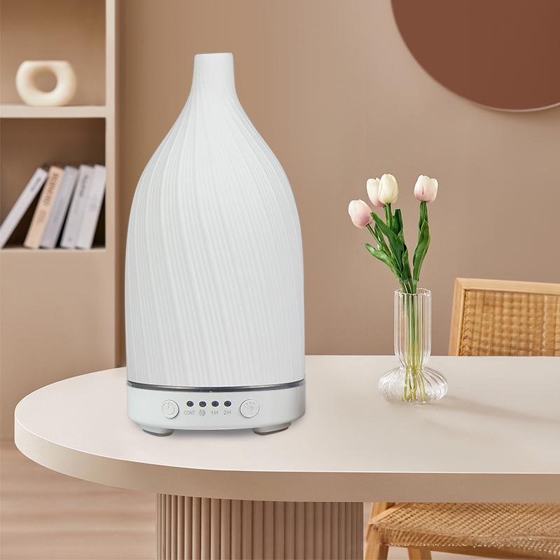 Essential Oil Diffuser White Ceramic Humidifier 100ml Timing with Night Light Auto Off Home Office Humidifier Scent Diffusers