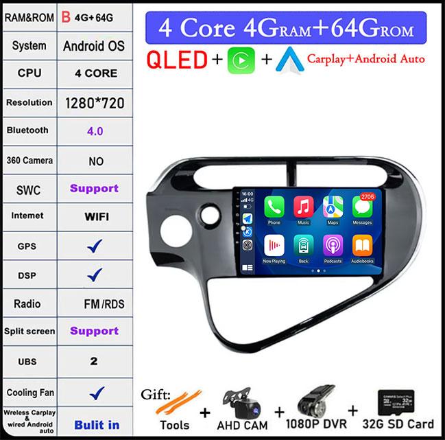 For Toyota AQUA Prius C 2018 - 2020 Android 14 DSP Car Radio Multimedia Video Player Stereo GPS Carplay Auto 4G LTE