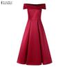 ZANZEA Elegant Women Off Shoulder Casual Sleeveless Long Dress