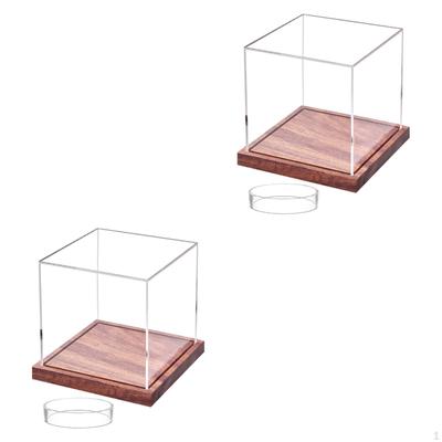 2Pcs Baseball Display Cases Memorabilia Boxes with Wood Base