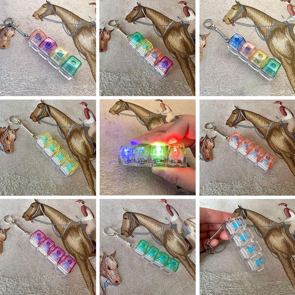 Creative LED Crystal Keycap Keychain Fingertip Gadget Keyboard Decompression Stress Relief Key Chains