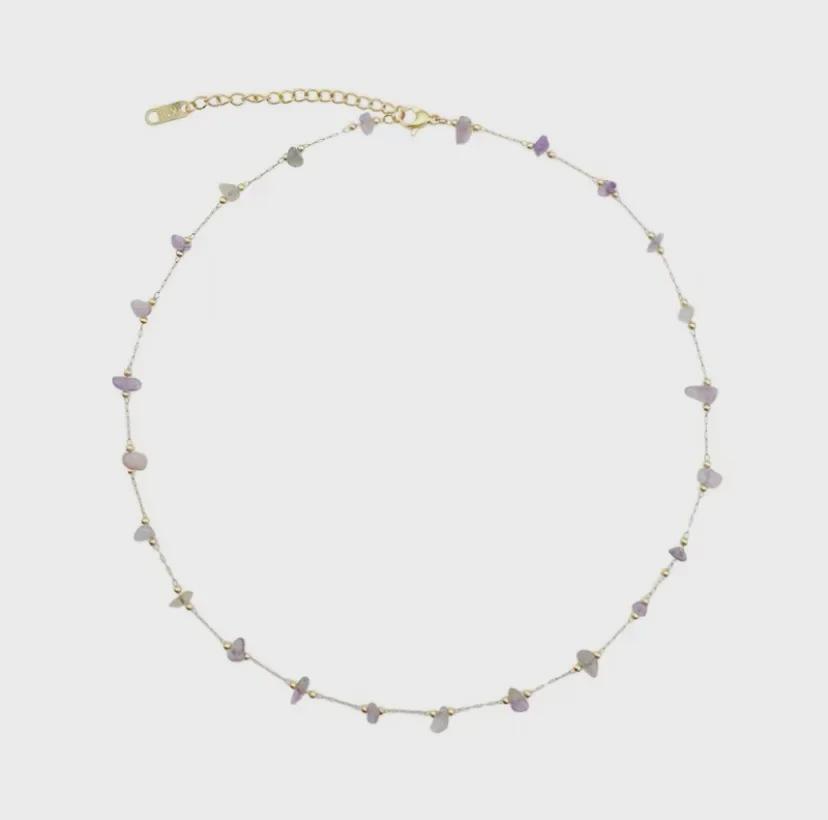 Amethyst Stone & Titanium Steel Necklace for Women - Elegant, Trendy, and Durable Pendant