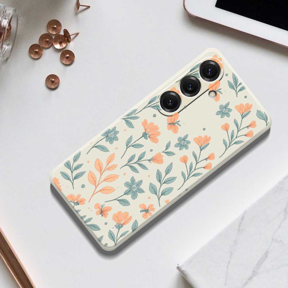 For Samsung Galaxy S25 Case Yellow Flowers Pattern Printing Straight Edge TPU Phone Back Cover