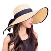 Fashion Oversize Summer Sun Hat Sun Protection Bowknot Beach Cap Big Brim Travel Panama Cap for Women