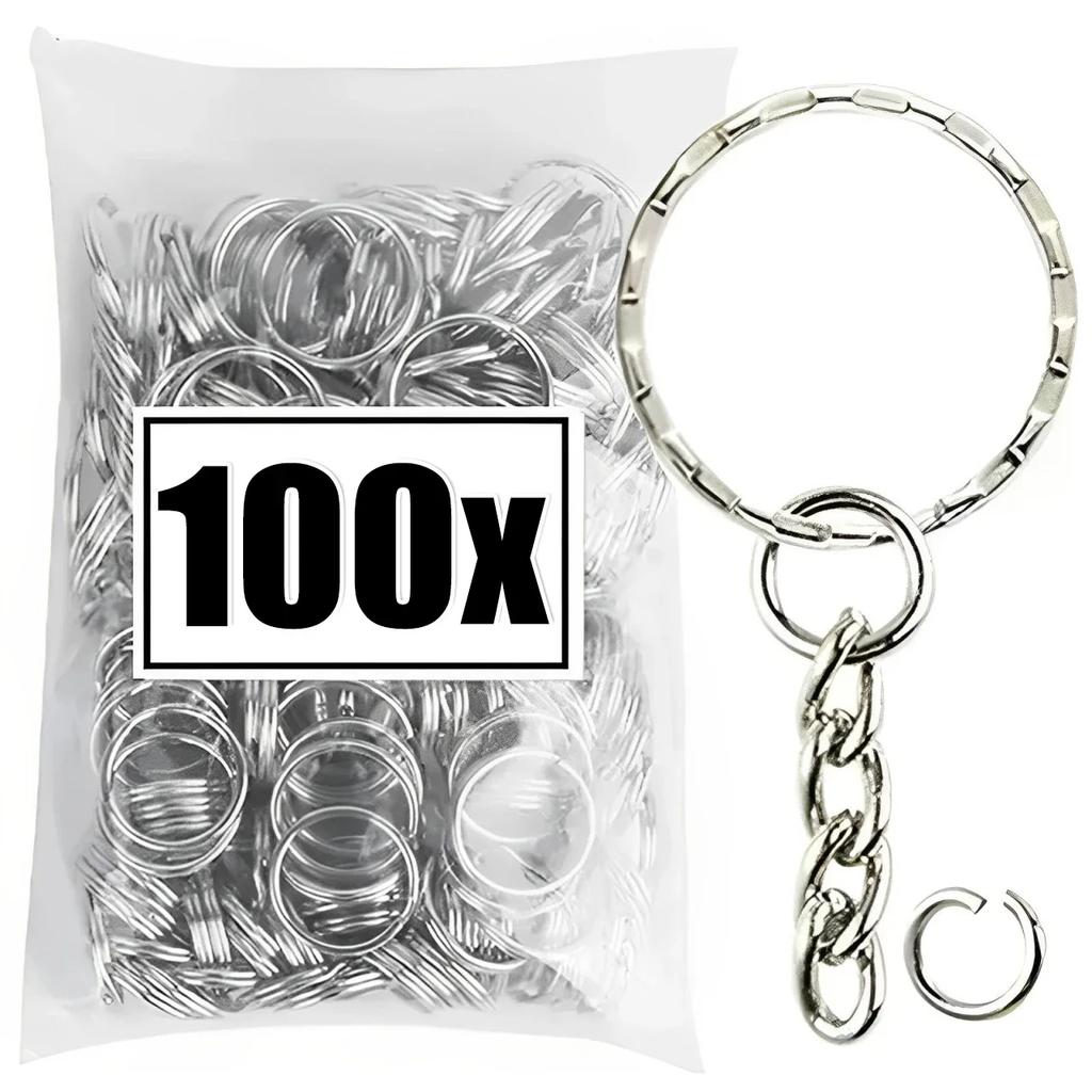 50/500pcs Metal Blank Keyring Keychain Split Rings Keyfob Keyrings Lobster Clasp Keychain Key Pendant Ring Stainless Steel Rings
