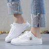 Zapatos de Primavera para Mujer de Lona Blanca sin Cordones de Medio Tacón