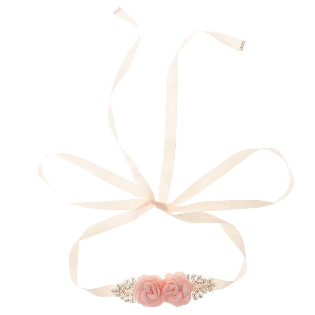Buy Elegant Bridal Flower Rhinestone Sash Belt Wedding Dress Belts