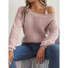 Automne et Hiver, Pour Femmes, Maille Décontractée, Boutons Métalliques, Épaule Dégagée, Manches Lanterne, Pull à Enfiler, Vêtements pour Femmes