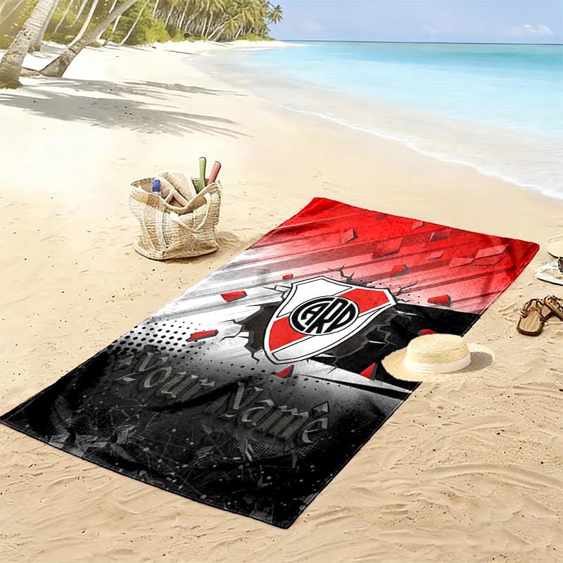 Name Custom River Plate Logo Print Beach Towel, Large Soft Quick Dry Towel for Beach Camping Swimming