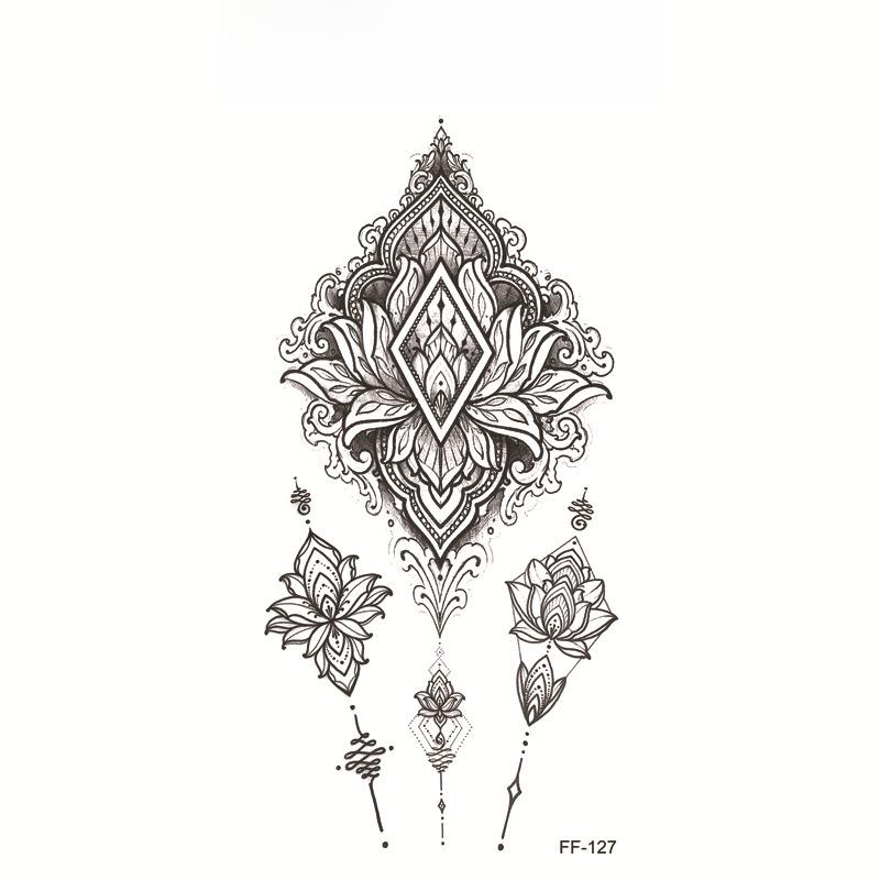 Yuanhua Waterproof Wolf Head Totem & Arabic Text Tattoo Stickers