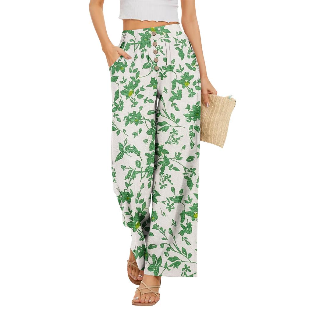 Womens High Waisted Wide Leg Pants Drawstring Palazzo Trousers with Pockets Dot Print Casual Lounge Pant