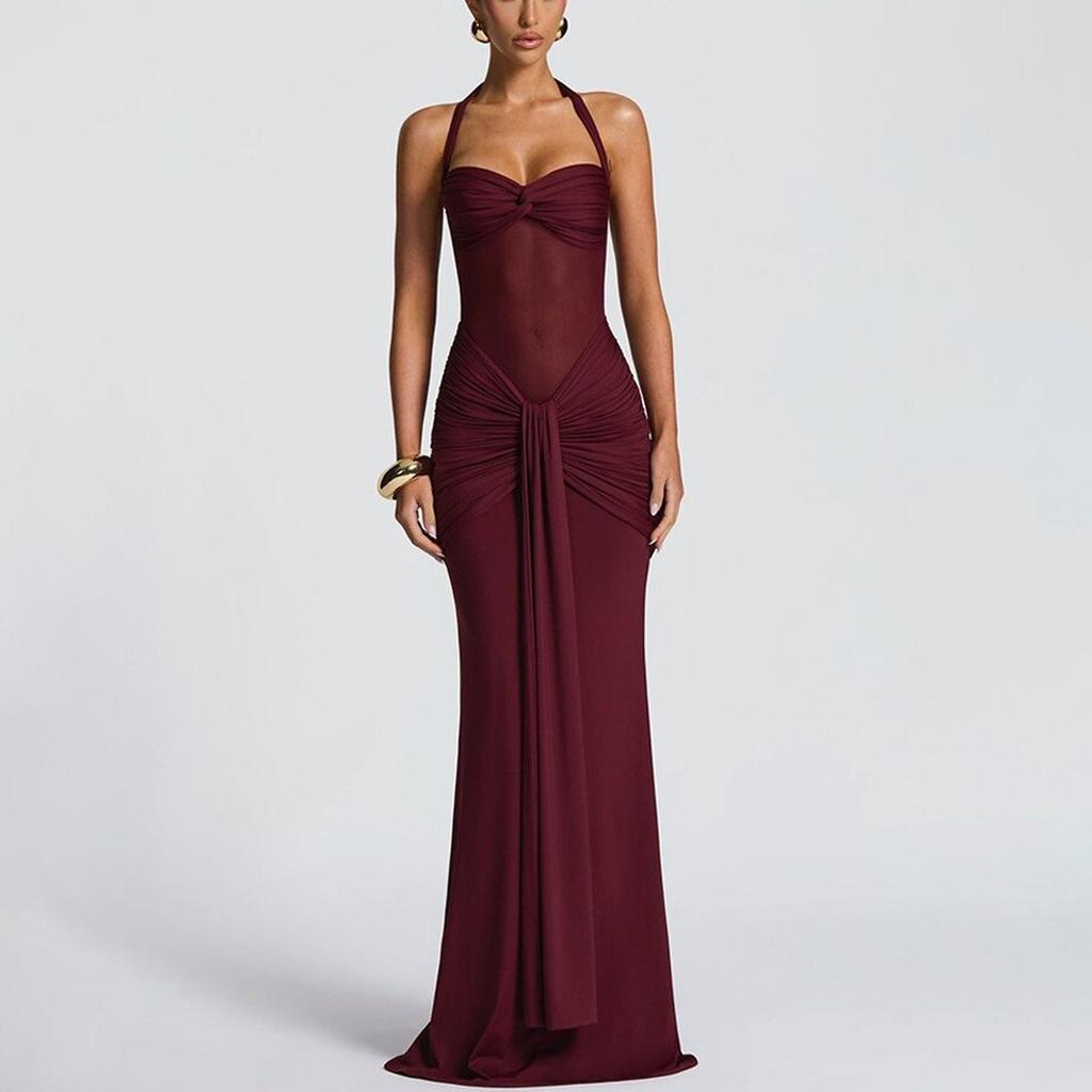 Elegancka Modna Seksowna Dopasowana Sukienka Bez Pleców Dla Kobiet