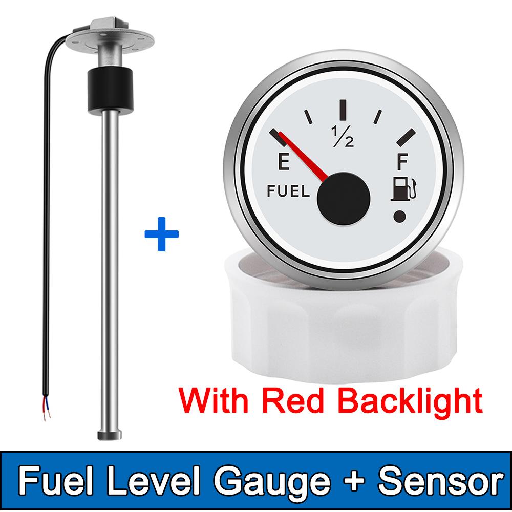 100MM Fuel Level Sensor + 52MM Fuel Level Gauge 0-190 Ohm Fuel Oil Tank Level Meter Sensor For Boat Car Yacht Marine 9-32V