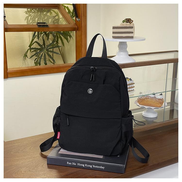 

Leisure travel backpack niche trend women summer solid color new student class backpack чёрный
