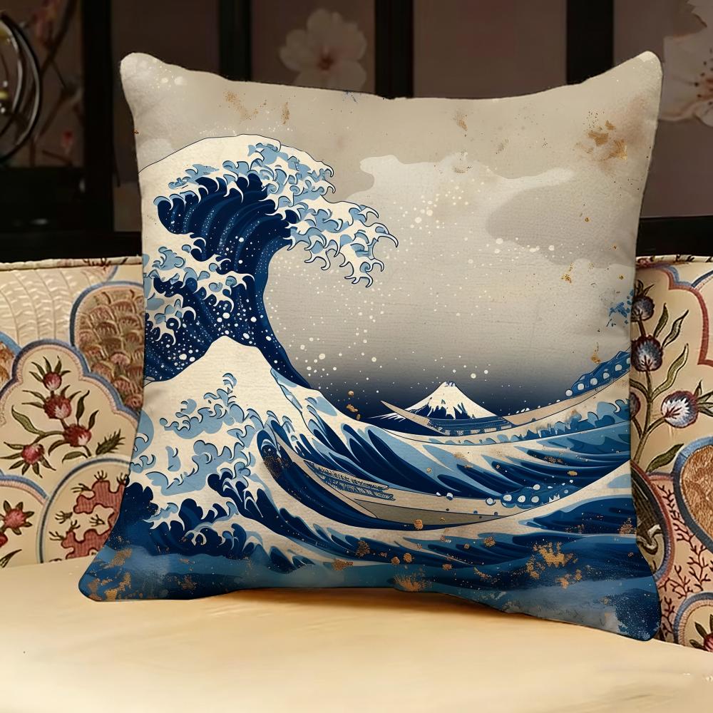 Die Große Welle vor Kanagawa Kissenbezug Kissenbezug Beidseitig Bedruckt Sofakissen Schlafzimmer Kopfteilkissen