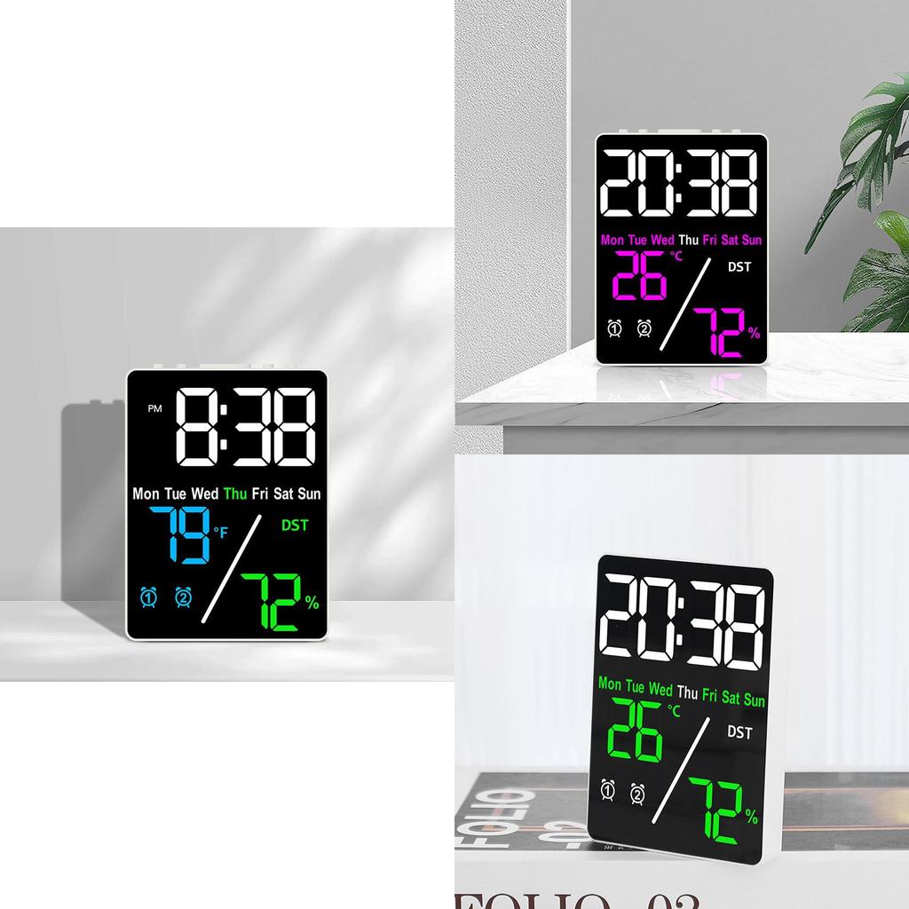 Modern Minimalist Digital Alarm Clock With Temperature And Humidity Display For Home Use