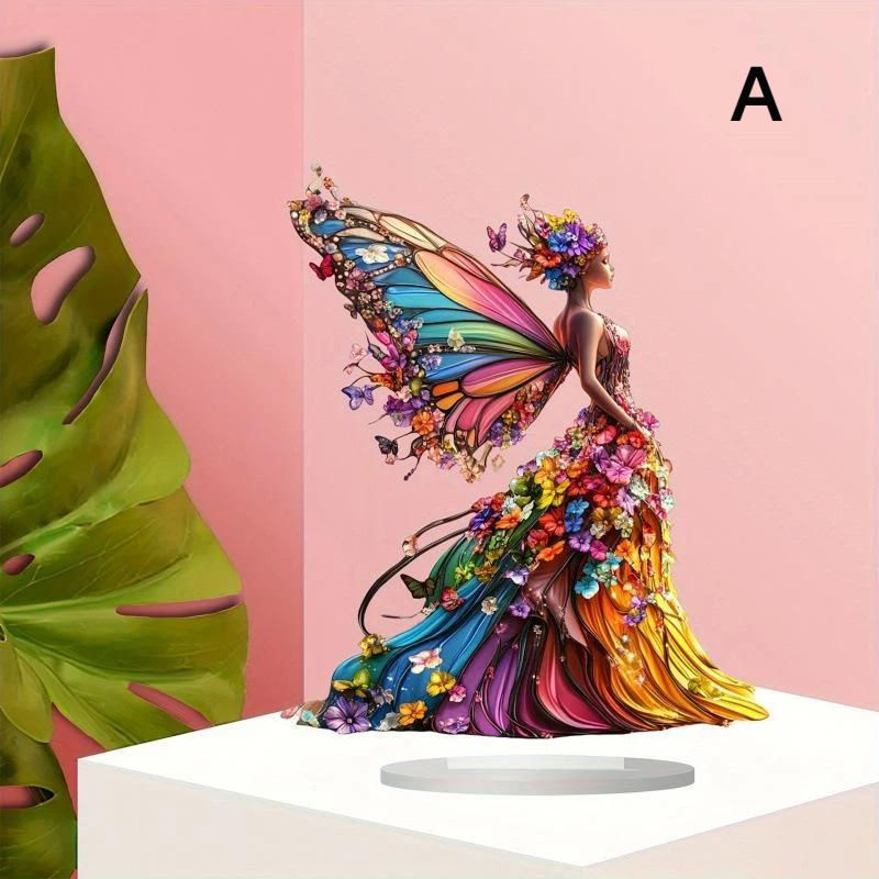1Pcs Butterfly Fairys Sculpture Ornament Home Decoration Acrylic Butterfly Fairys Statue Figurines Table Centerpieces