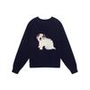 Navy Blue Raccoon Velvet Thickened Pullover Sweater for Women Autumn and Winter Bottoming  Top